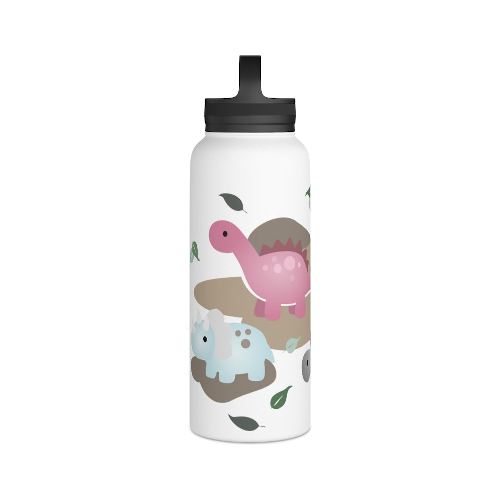 Water Bottle, 3 sizes, Stainless Steel with Handle Lid- Dinos in Paradise