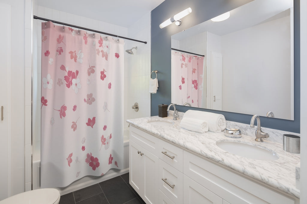 Shower Curtain- Falling Sakura Cherry Blossoms