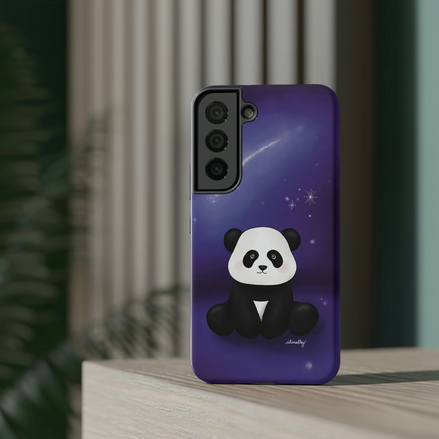 Panda in Purple Starry Night Skies