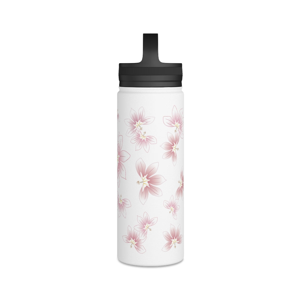 Water Bottle, 3 sizes, Stainless Steel with Handle Lid- Beach Naupaka