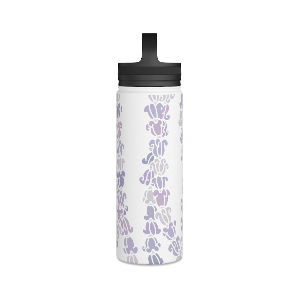Water Bottle, 3 sizes, Stainless Steel with Handle Lid- Crown Flower Melodies, Crown Flower Lei