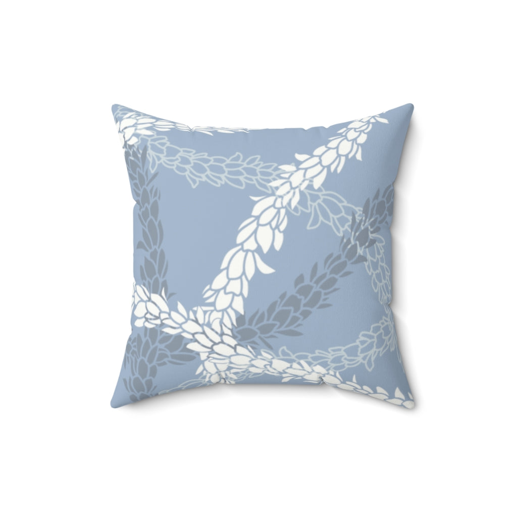 MicroSuede Throw Pillow Cover- Pikake Wishes (Cyan Blue)