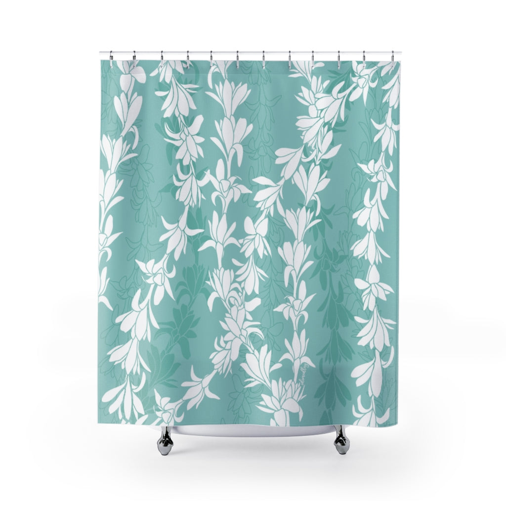 Shower Curtain- Tuberoses for Nohea (Seafoam)