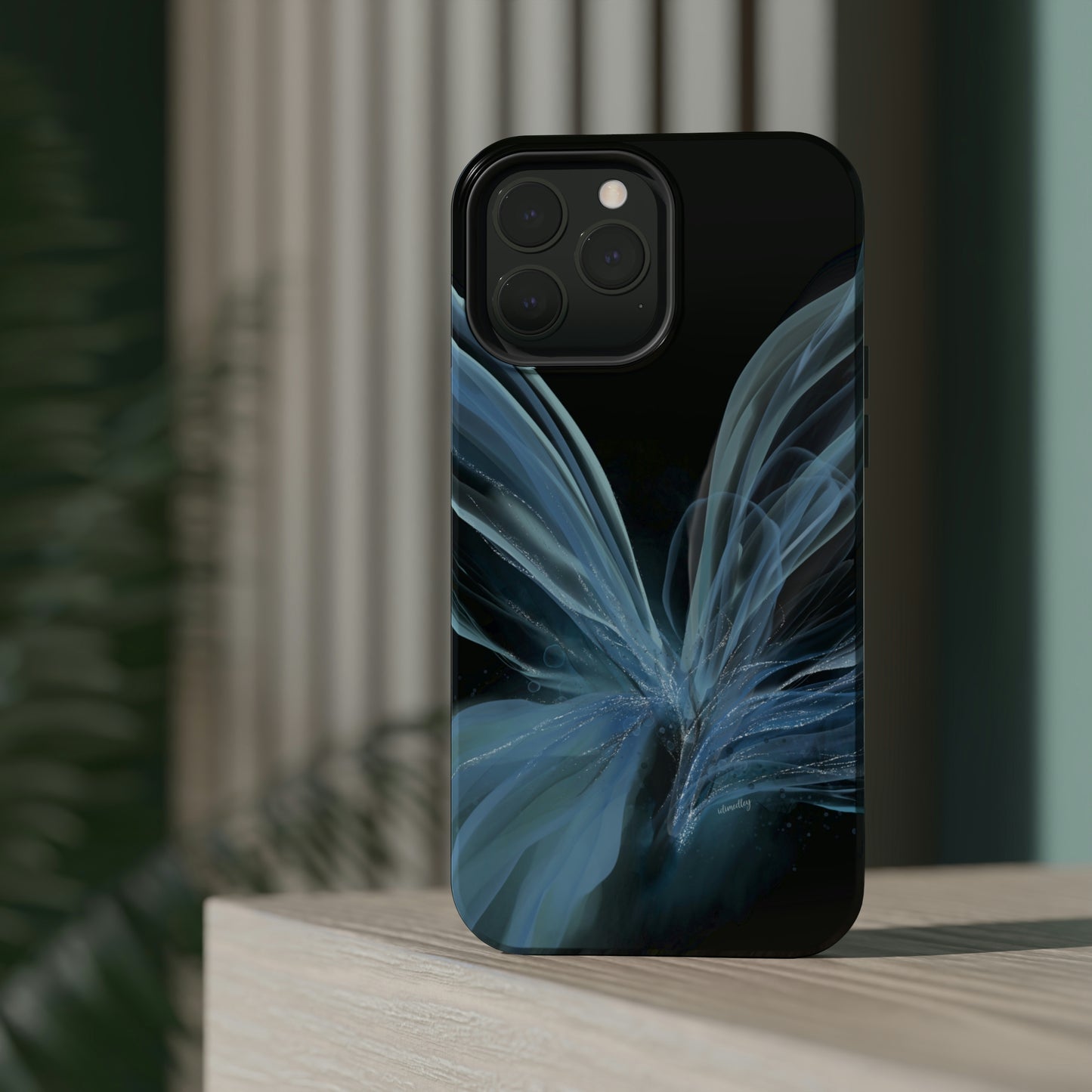 Blue Butterfly Alcohol Ink Art (Black), MagSafe