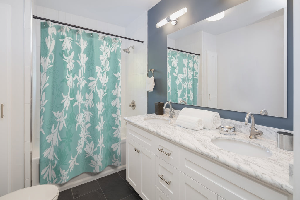 Shower Curtain- Tuberoses for Nohea (Seafoam)