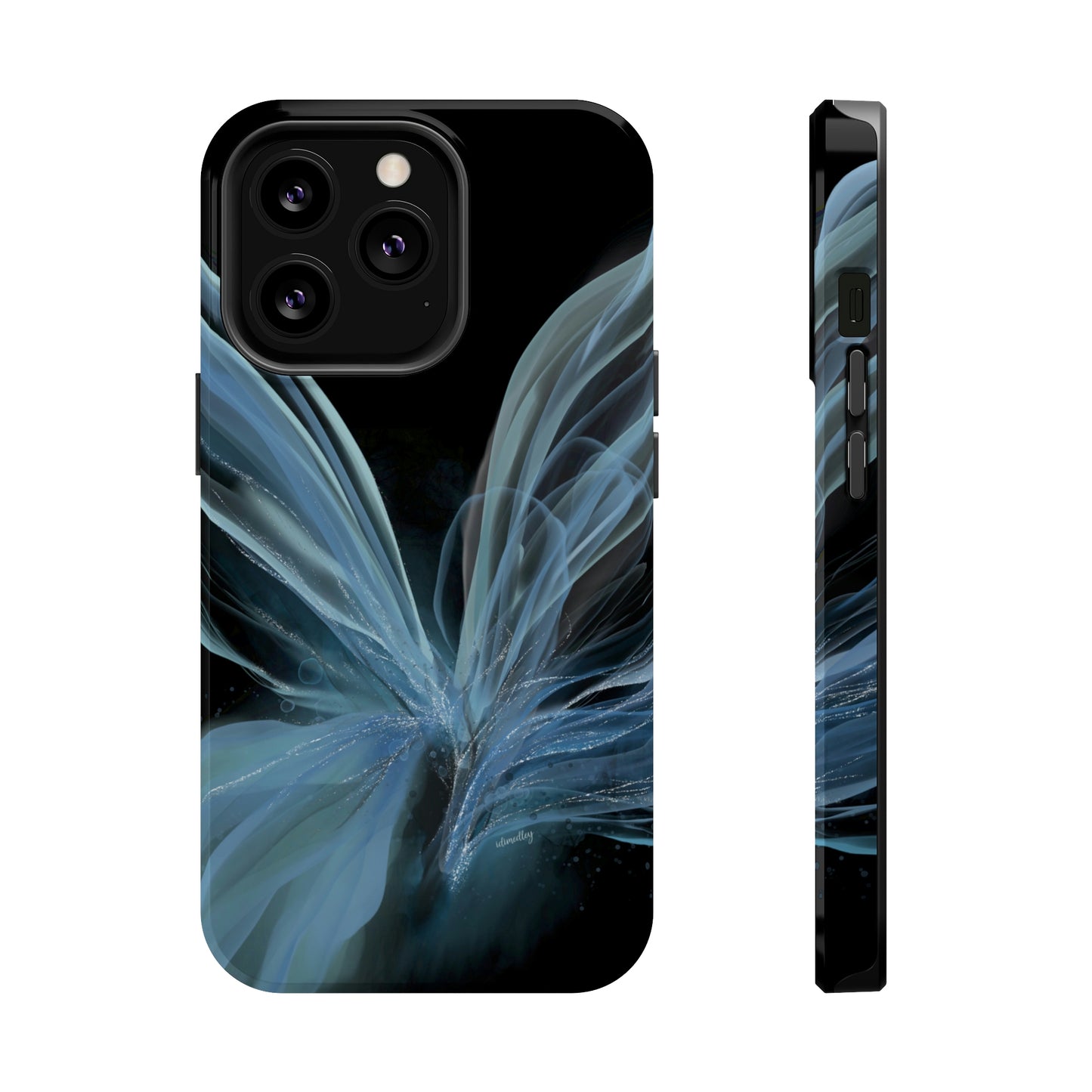 Blue Butterfly Alcohol Ink Art (Black), MagSafe