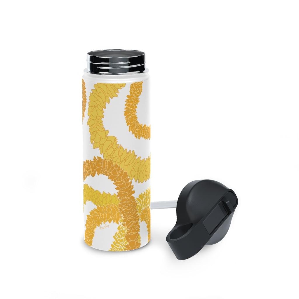 Water Bottle, 3 sizes, Stainless Steel with Sip Straw- Ilima Lei