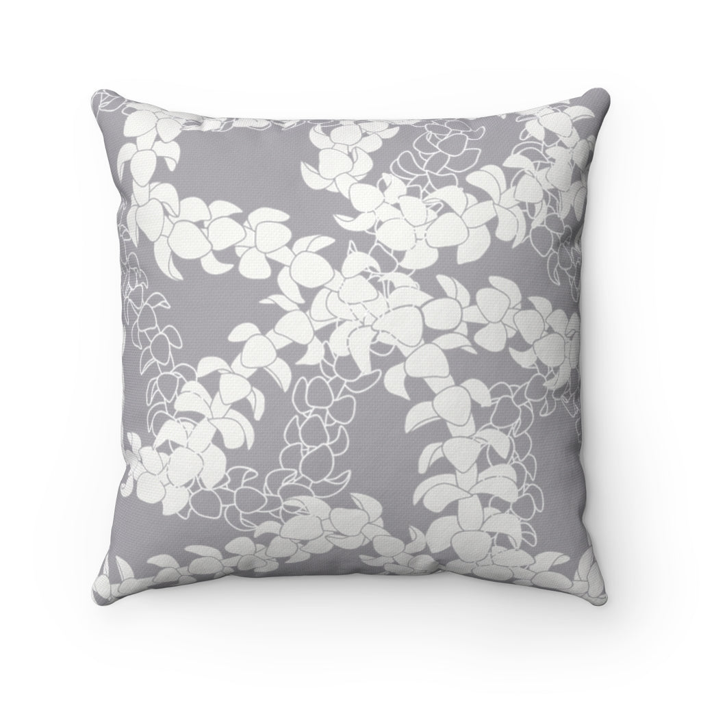 Canvas Throw Pillow Case- Puakenikeni Curvilinear Lei (Gray)