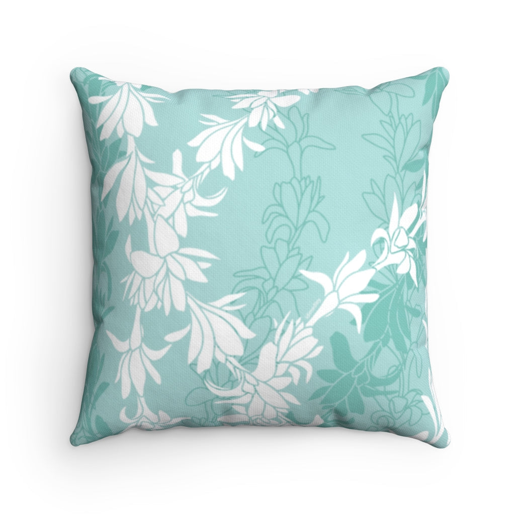 Canvas Throw Pillow Case- Tuberoses for Nohea (Seafoam)