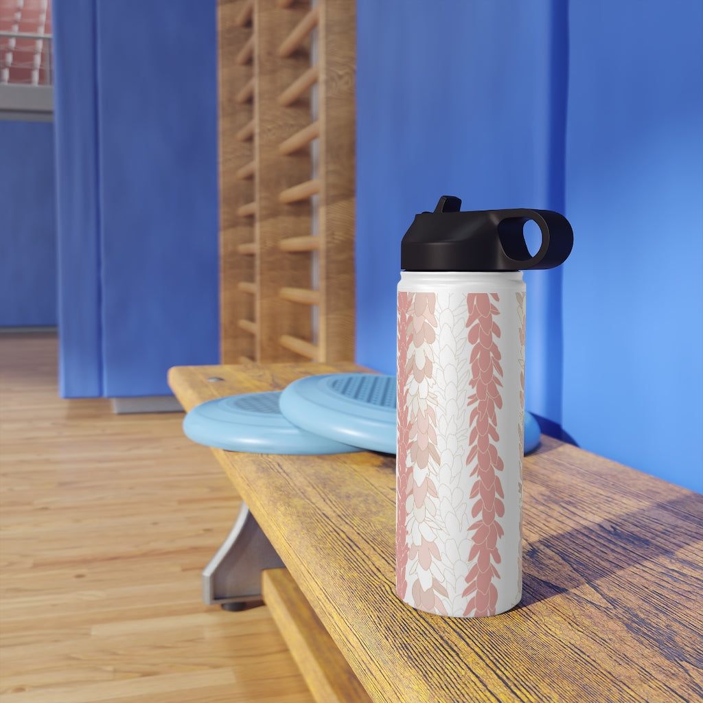 Water Bottle, 3 sizes, Stainless Steel with Sip Straw- Pakalana Stringing Peach