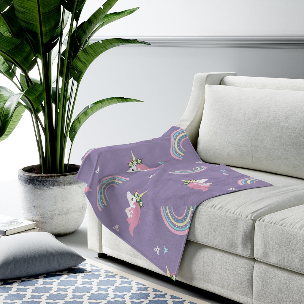 Velveteen Blanket- Unicorn Lane (Taro)