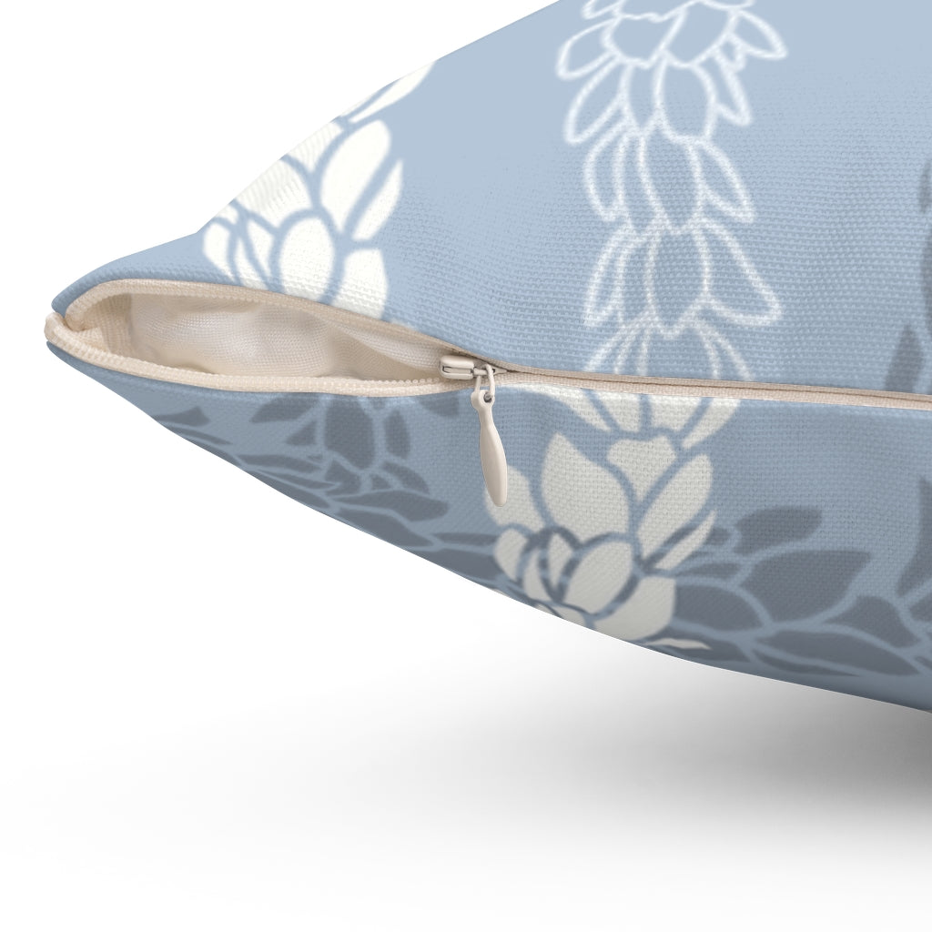 Canvas Throw Pillow Case- Pikake Wishes (Cyan Blue)