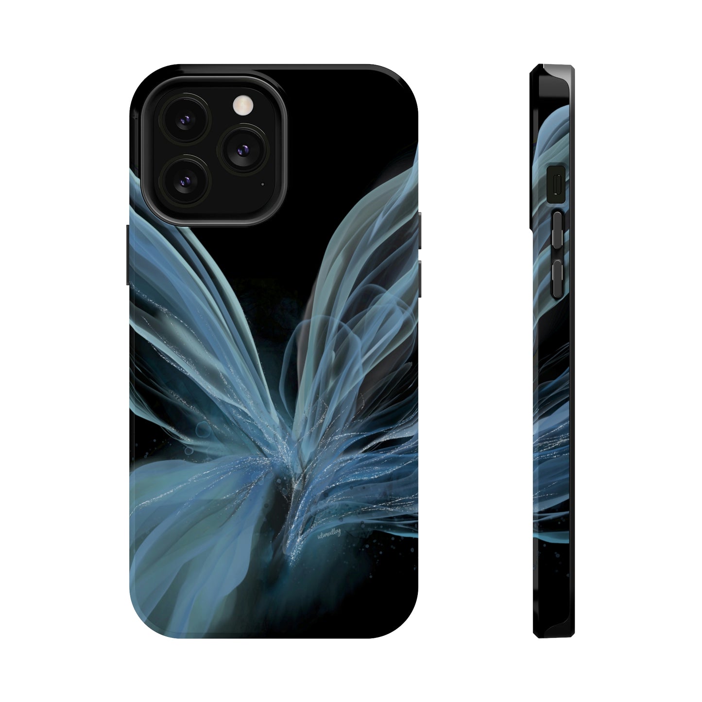 Blue Butterfly Alcohol Ink Art (Black), MagSafe