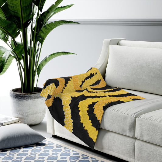 Velveteen Blanket- Ilima Lei (Black)