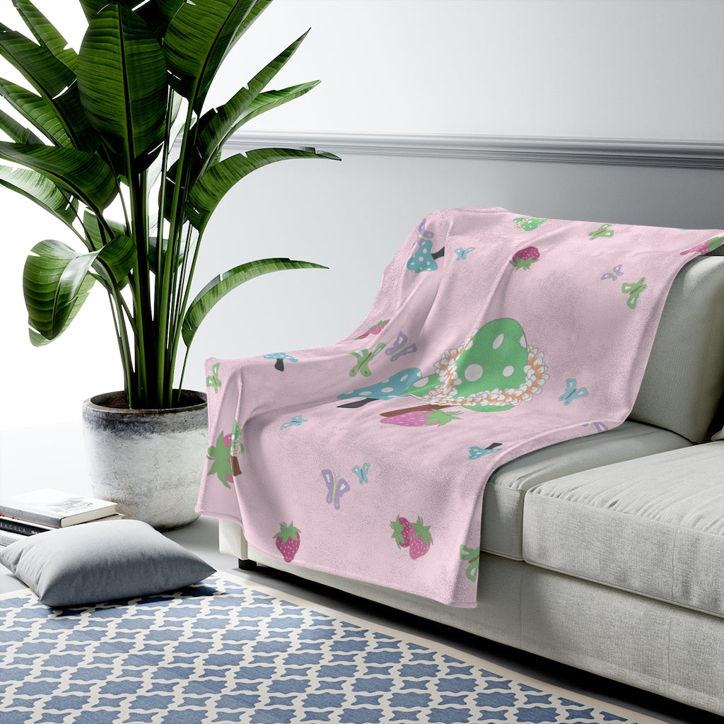 Velveteen Blanket- Bloom Parade (Blush)