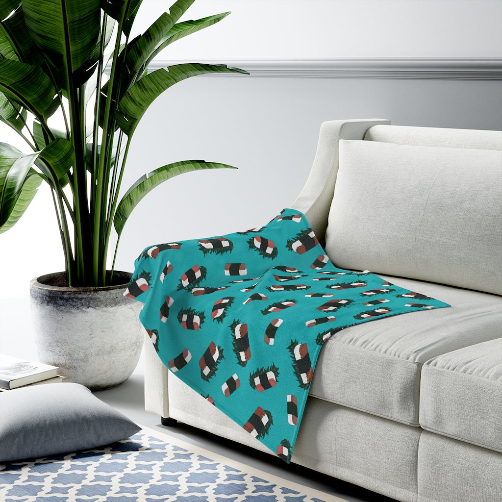 Velveteen Blanket- Hawaii Musubi (Blue Green)