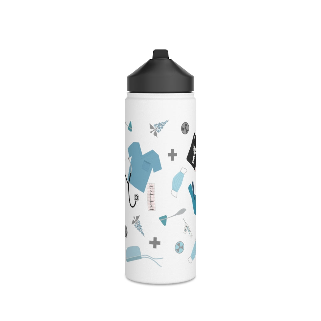 Water Bottle, 3 sizes, Stainless Steel with Sip Straw- Medical Man