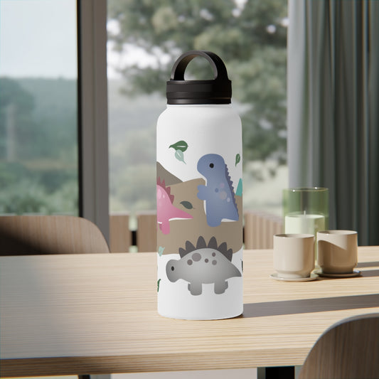 Water Bottle, 3 sizes, Stainless Steel with Handle Lid- Dinos in Paradise