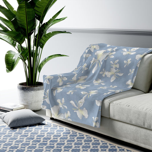 Velveteen Blanket- Awapuhi Falling (Cyan)