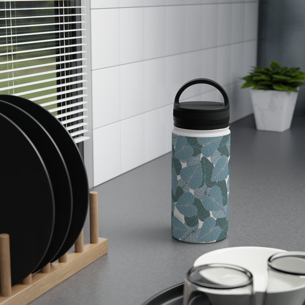 Water Bottle, 3 sizes, Stainless Steel with Handle Lid- Kalo Blues