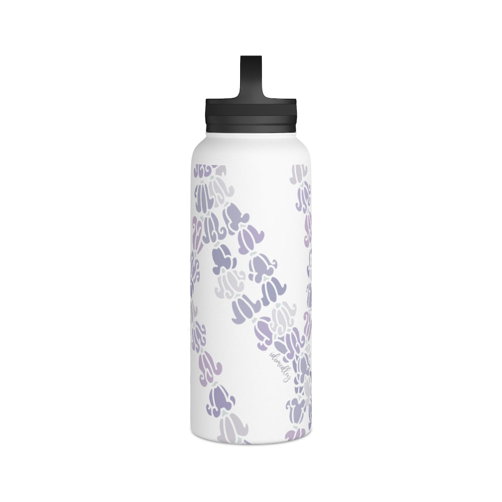 Water Bottle, 3 sizes, Stainless Steel with Handle Lid- Crown Flower Melodies, Crown Flower Lei