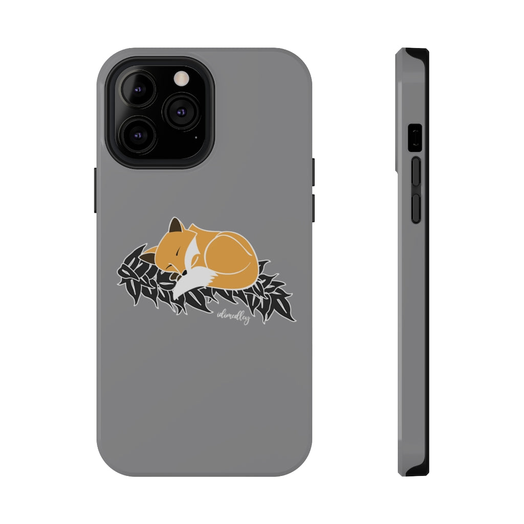 Snuggles the Sleeping Fox on Maile Leaves (Gray)