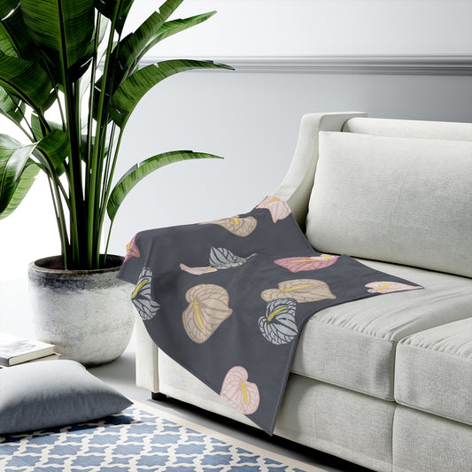 Velveteen Blanket- Anthuriums Abound Night Sunset