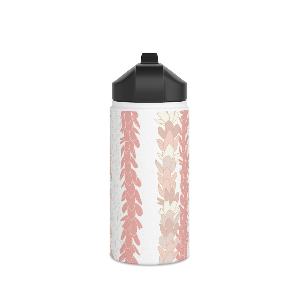 Water Bottle, 3 sizes, Stainless Steel with Sip Straw- Pakalana Stringing Peach