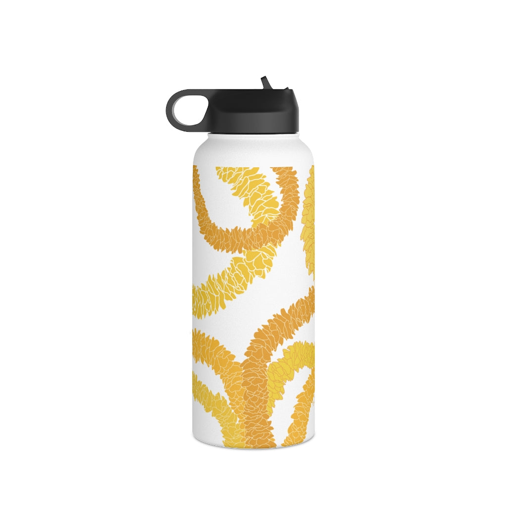 Water Bottle, 3 sizes, Stainless Steel with Sip Straw- Ilima Lei