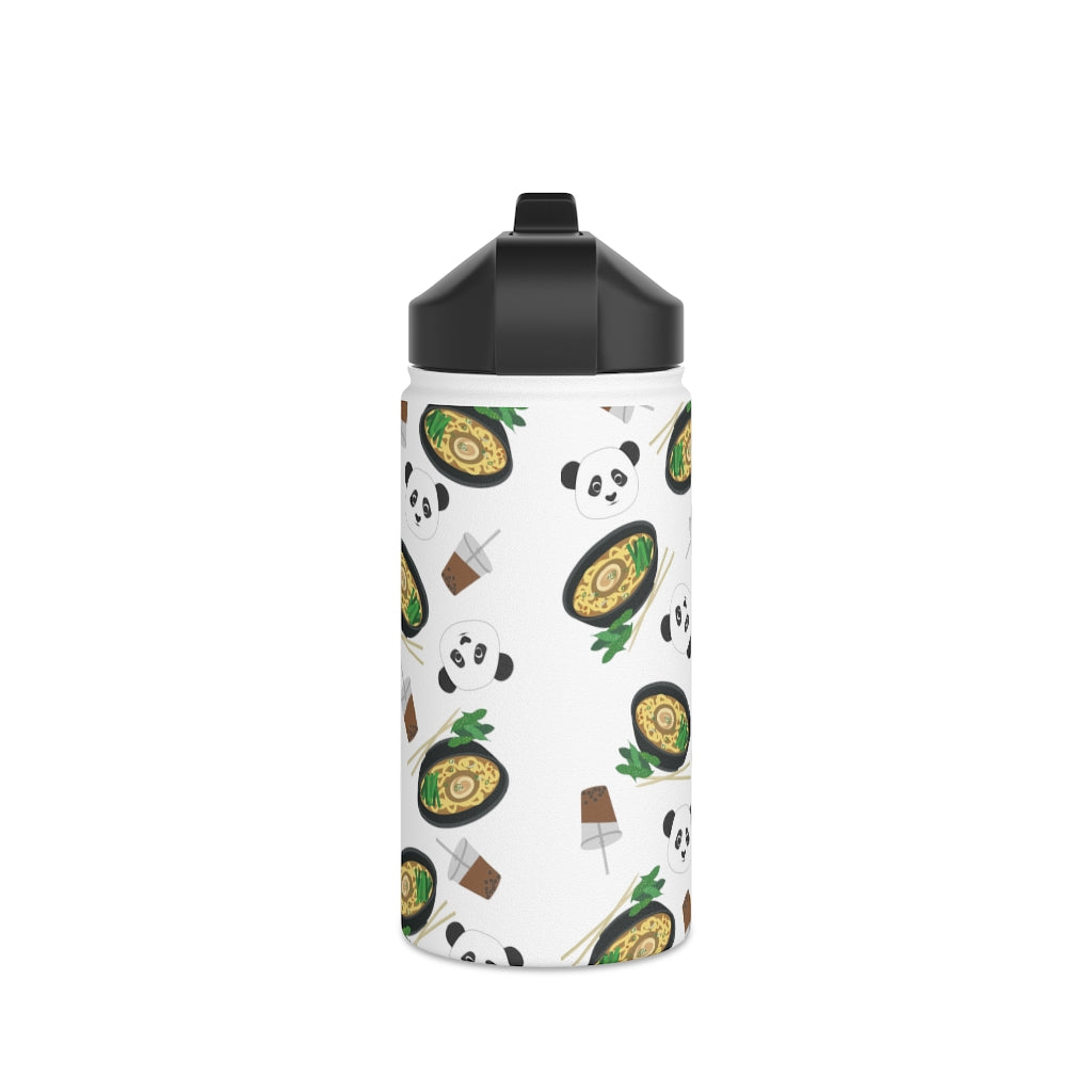 Water Bottle, 3 sizes, Stainless Steel with Sip Straw- MIDI the Ramen Panda