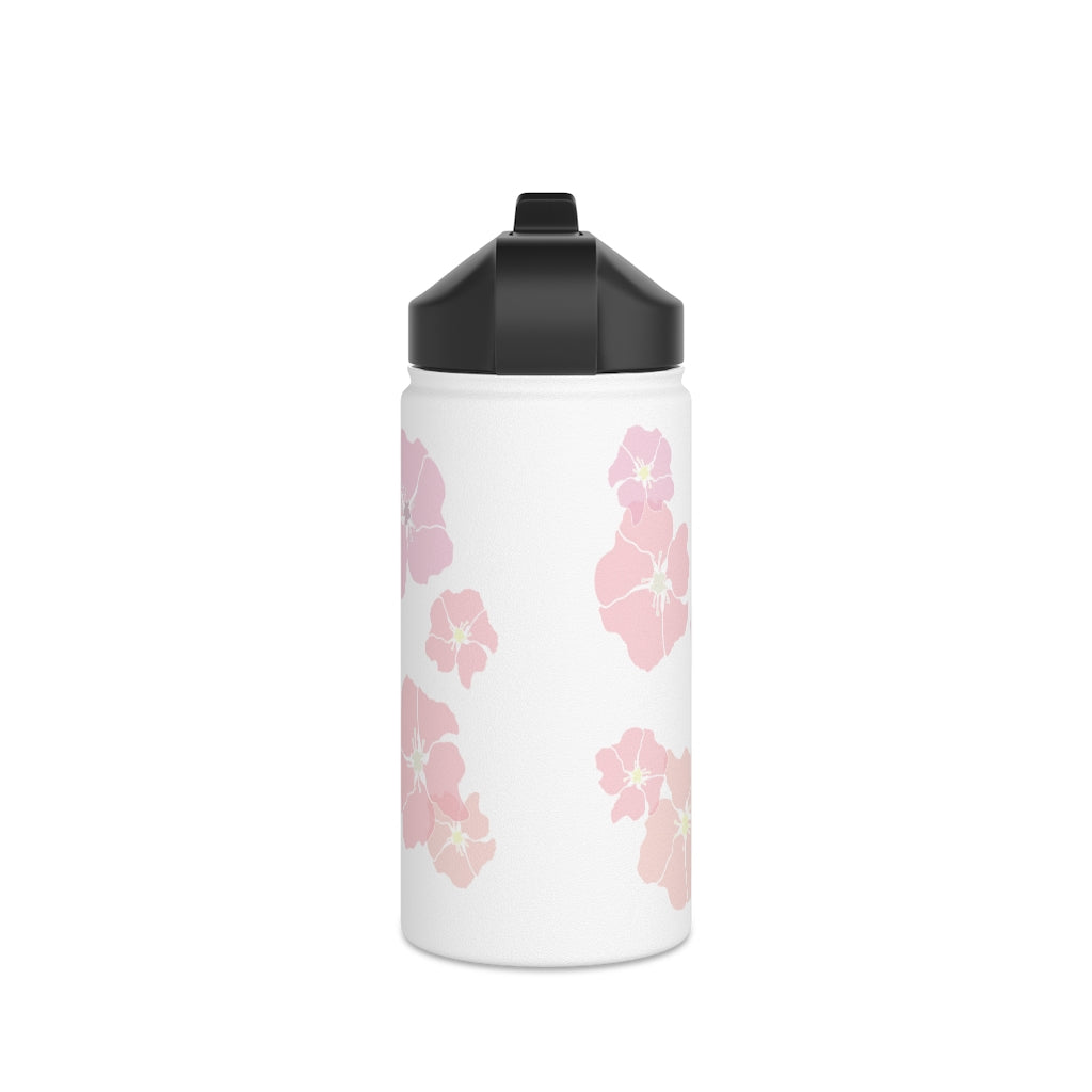 Water Bottle, 3 sizes, Stainless Steel with Sip Straw- Ilima (Blushy)