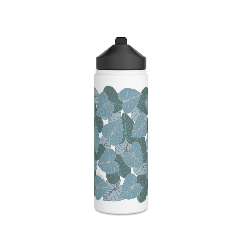 Water Bottle, 3 sizes, Stainless Steel with Sip Straw- Kalo Blues
