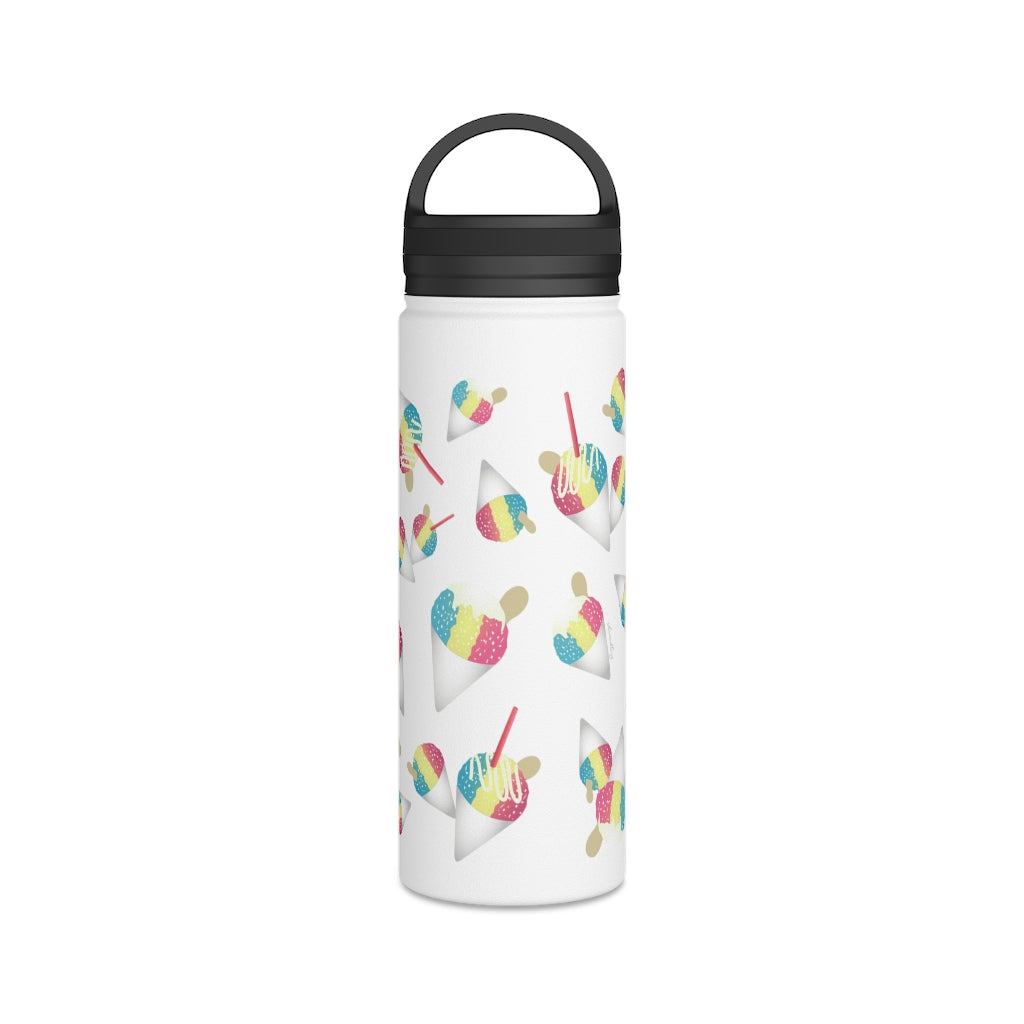 Water Bottle, 3 sizes, Stainless Steel with Handle Lid- Rainbow Shave Ice/Snow Cones