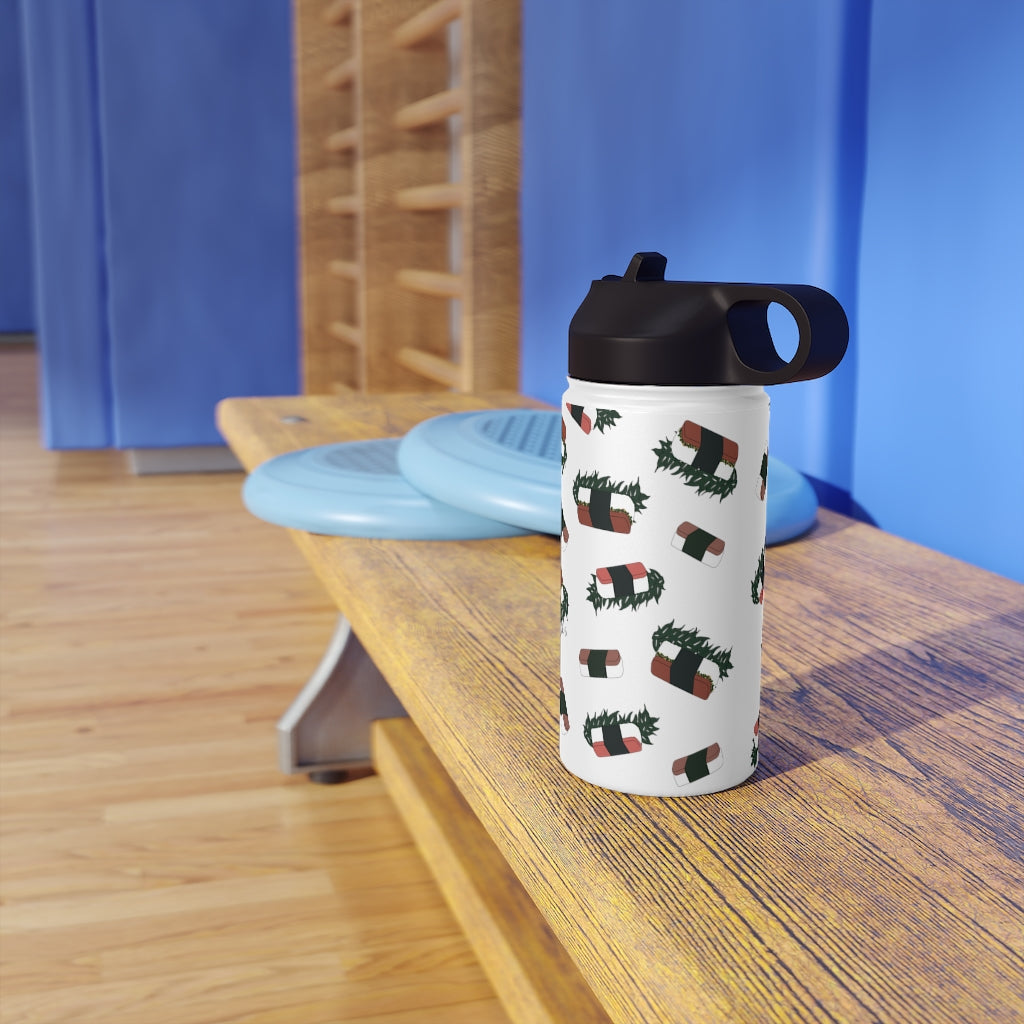 Water Bottle, 3 sizes, Stainless Steel with Sip Straw- Hawaii Musubi