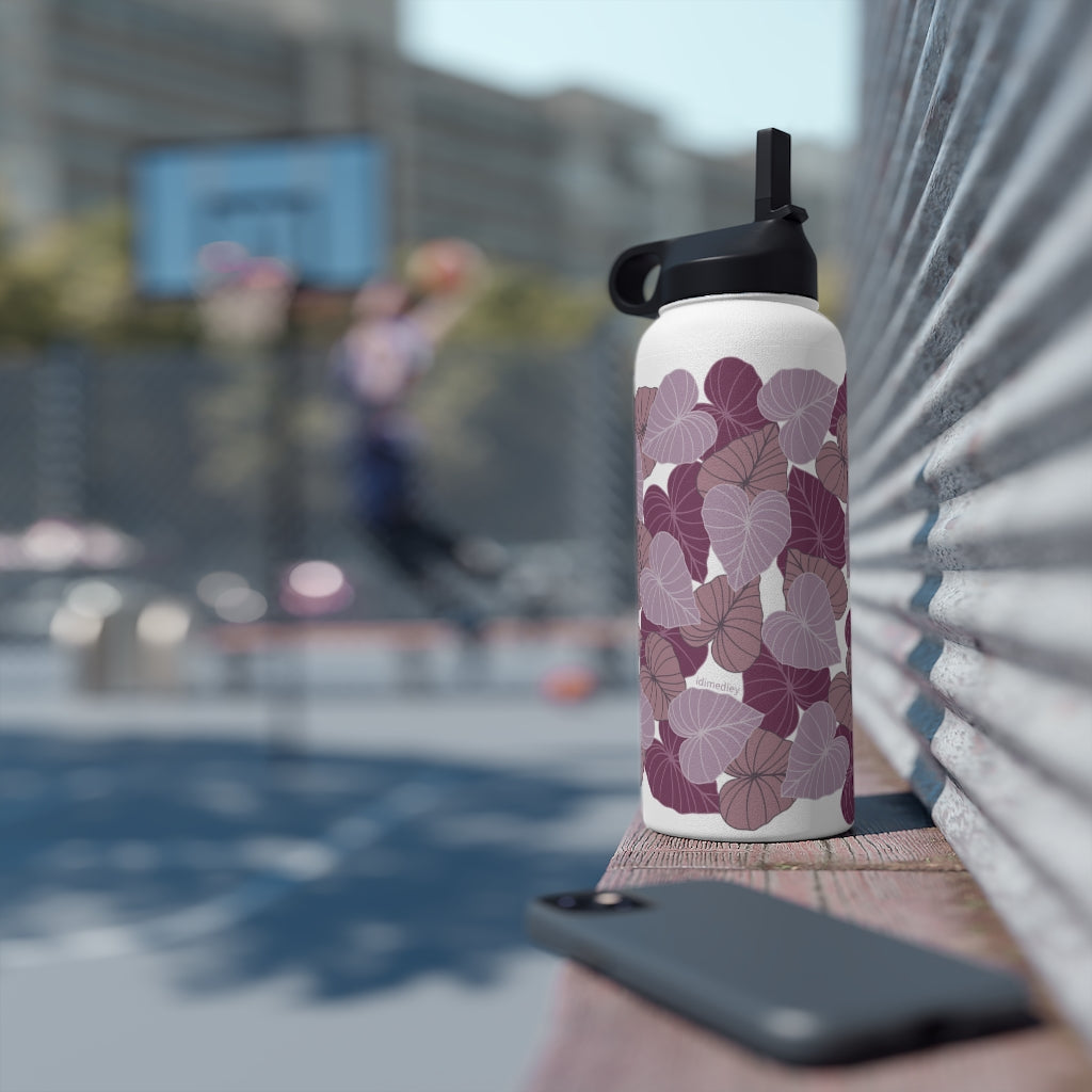 Water Bottle, 3 sizes, Stainless Steel with Sip Straw- Kalo Pinks