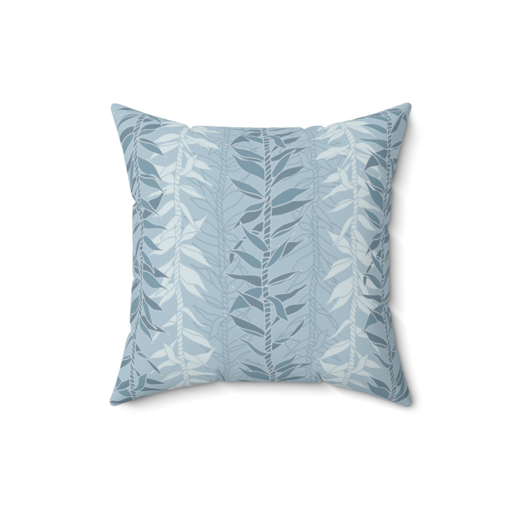 Canvas Throw Pillow Case- Ti Leaf Lucky Leis (Steel Blue)