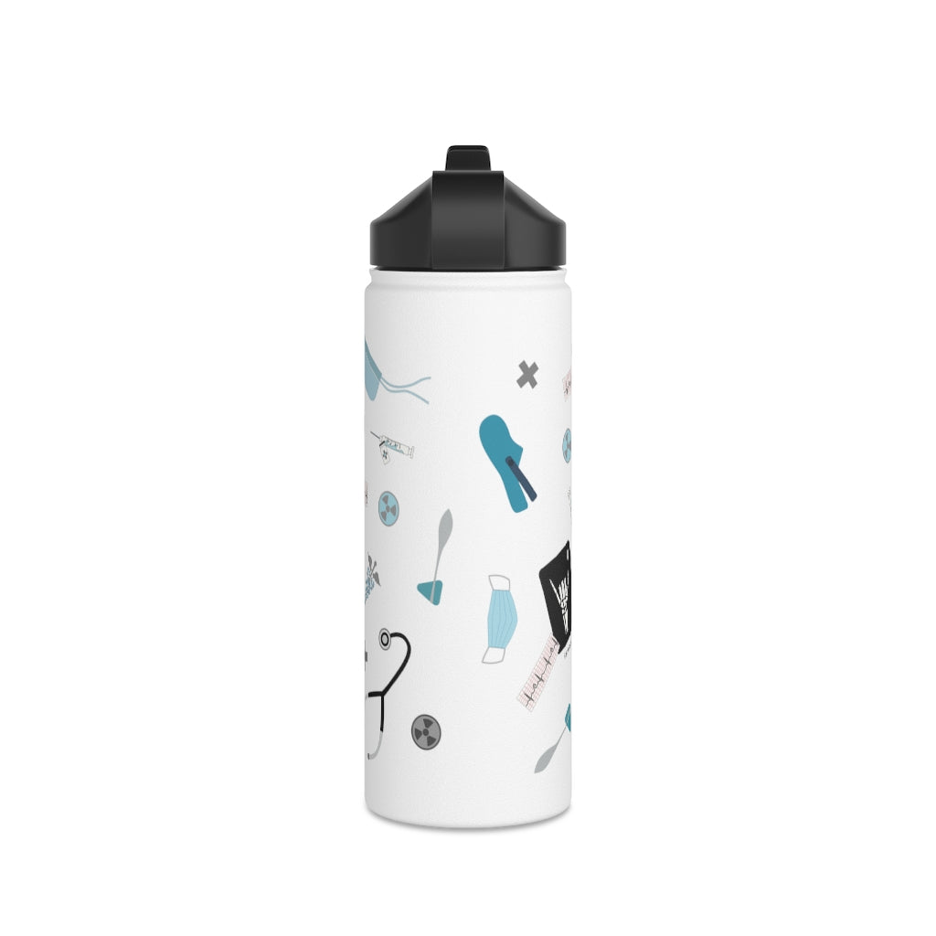 Water Bottle, 3 sizes, Stainless Steel with Sip Straw- Medical Man
