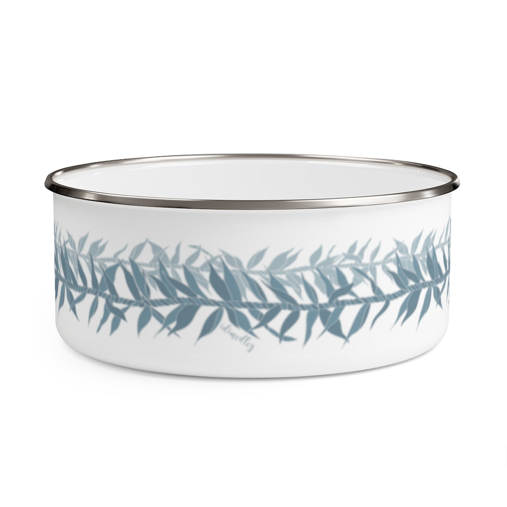 Enamel Bowl- Ti Leaf Lei (Steel Blue)
