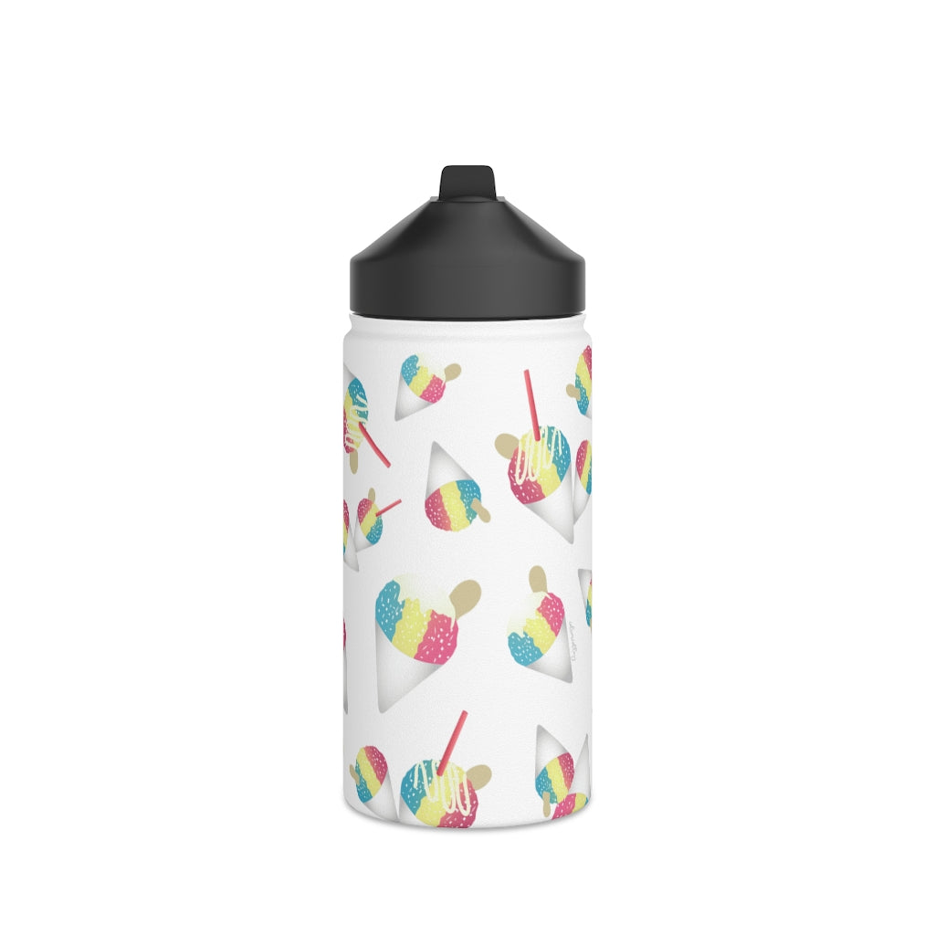 Water Bottle, 3 sizes, Stainless Steel with Sip Straw- Rainbow Shave Ice/ Snow Cones