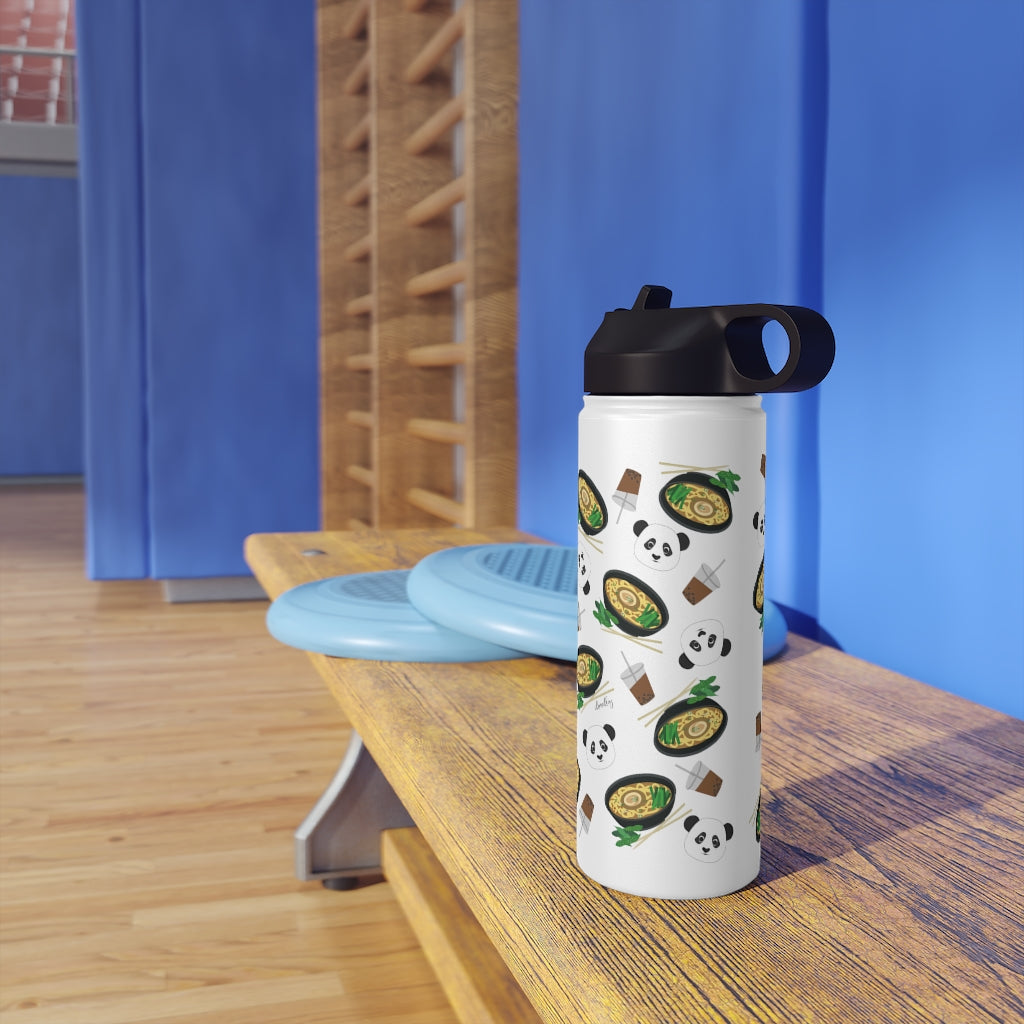 Water Bottle, 3 sizes, Stainless Steel with Sip Straw- MIDI the Ramen Panda
