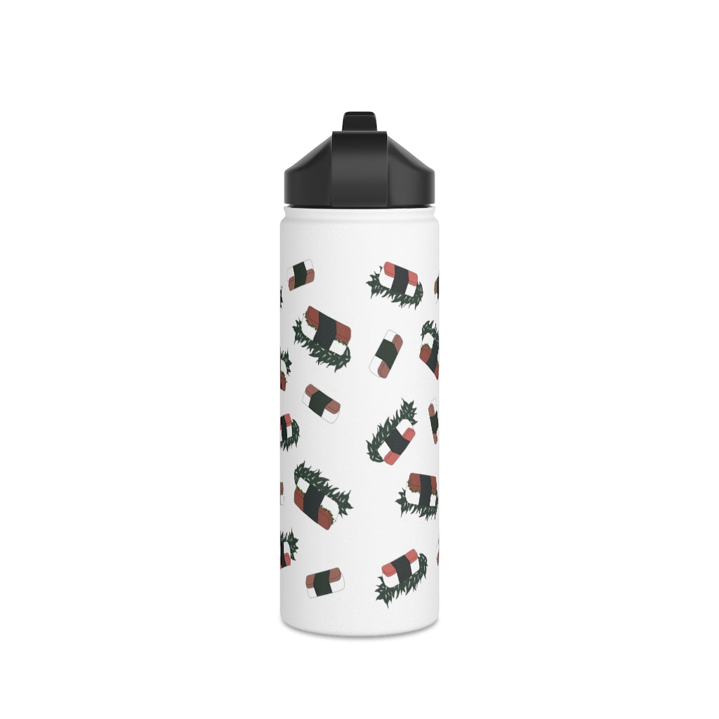Water Bottle, 3 sizes, Stainless Steel with Sip Straw- Hawaii Musubi