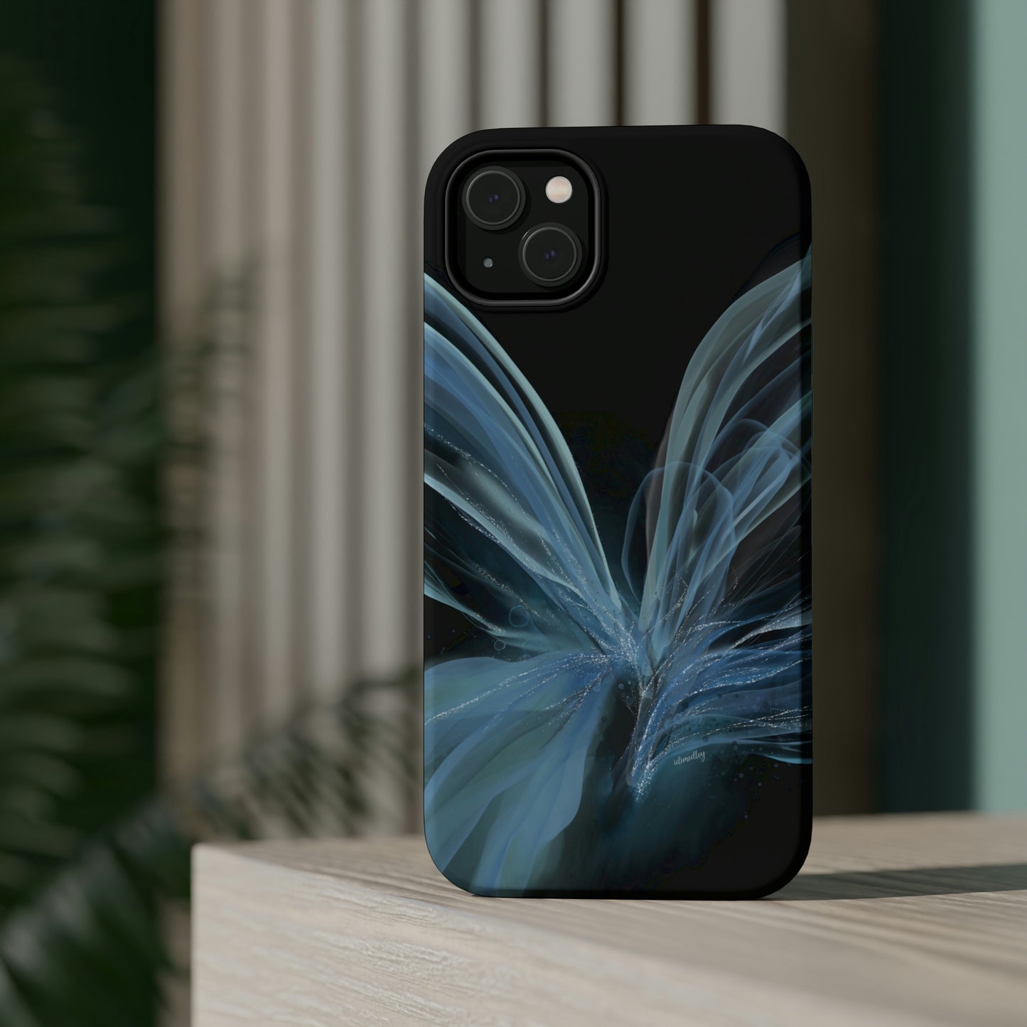 Blue Butterfly Alcohol Ink Art (Black), MagSafe
