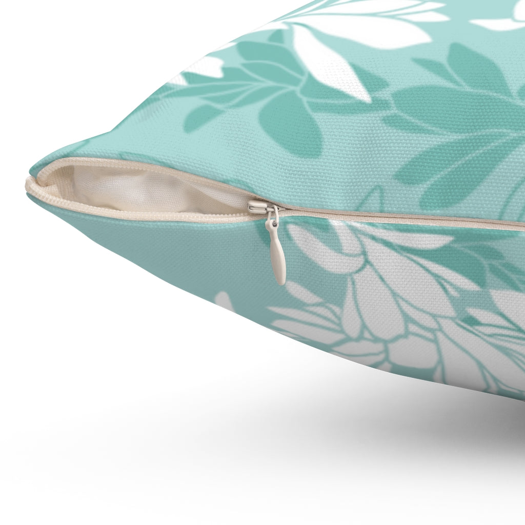 Canvas Throw Pillow Case- Tuberoses for Nohea (Seafoam)
