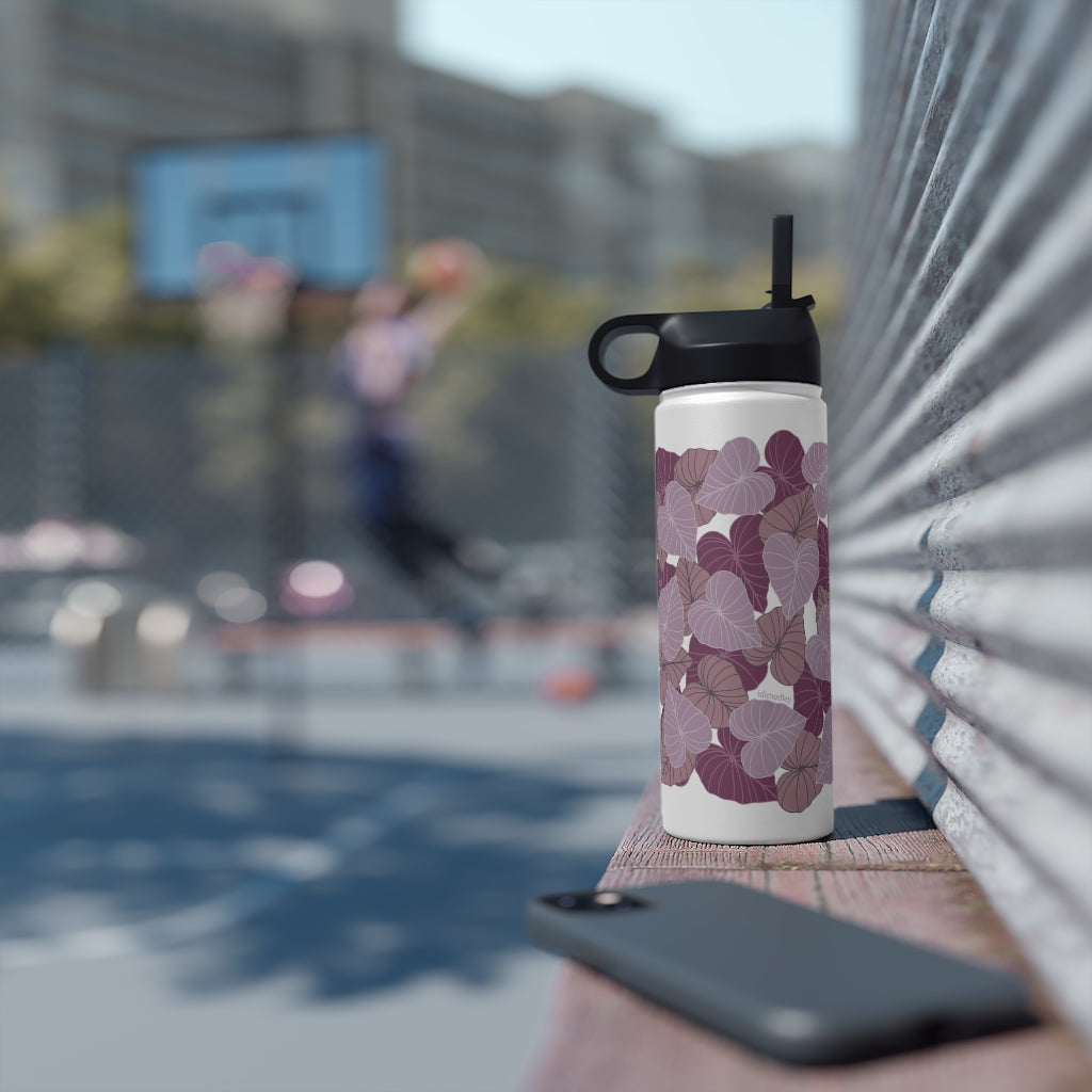 Water Bottle, 3 sizes, Stainless Steel with Sip Straw- Kalo Pinks