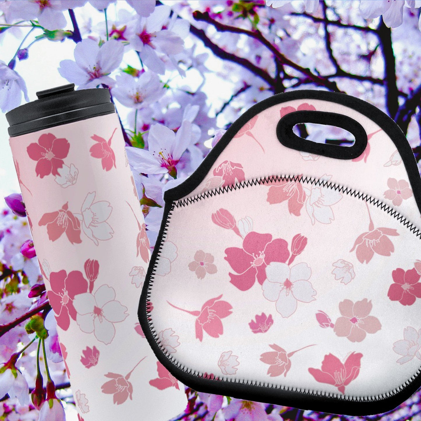Thermal Tumbler 16 oz- Falling Sakura Cherry Blossoms
