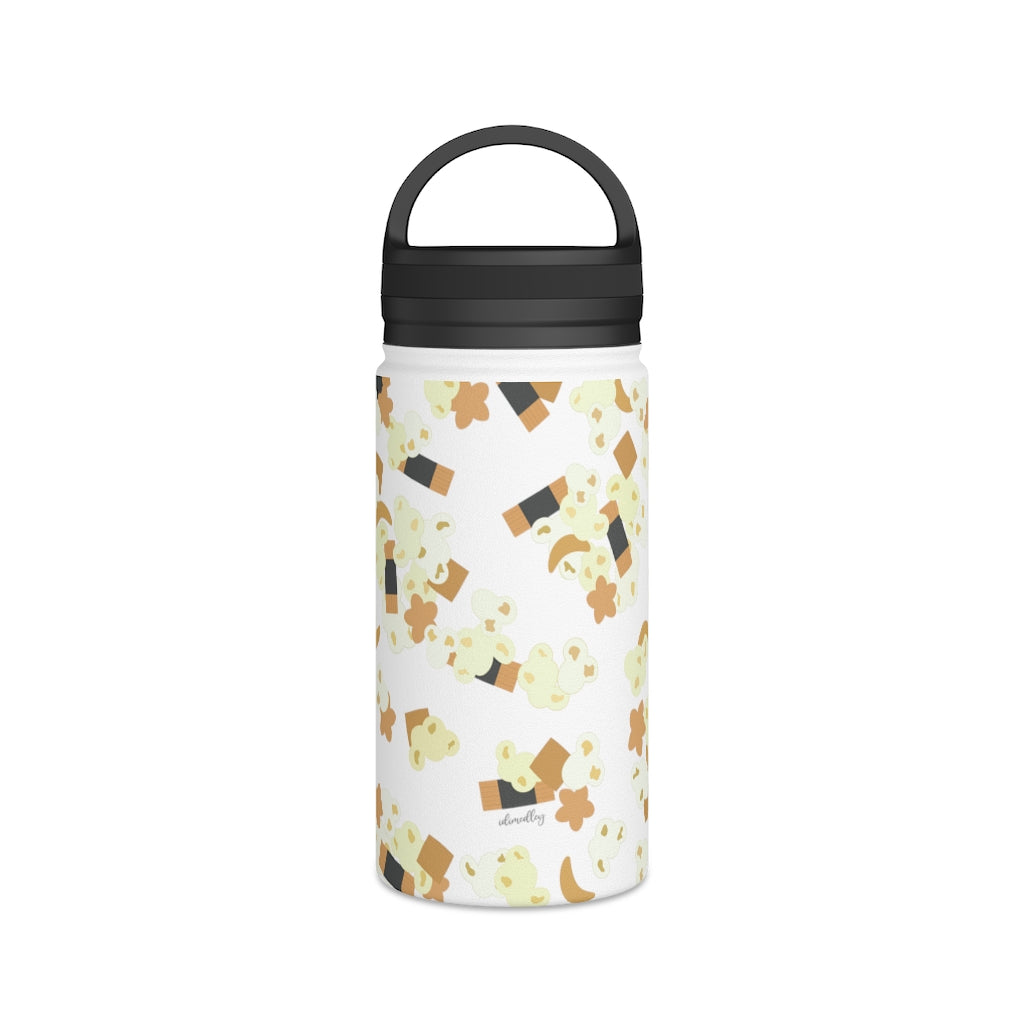 Water Bottle, 3 sizes, Stainless Steel with Handle Lid- Hurricane Popcorn