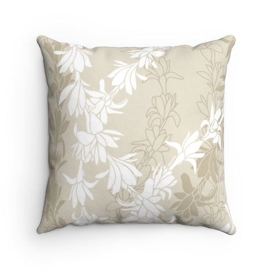 Canvas Throw Pillow Case- Tuberoses for Nohea (Sand)