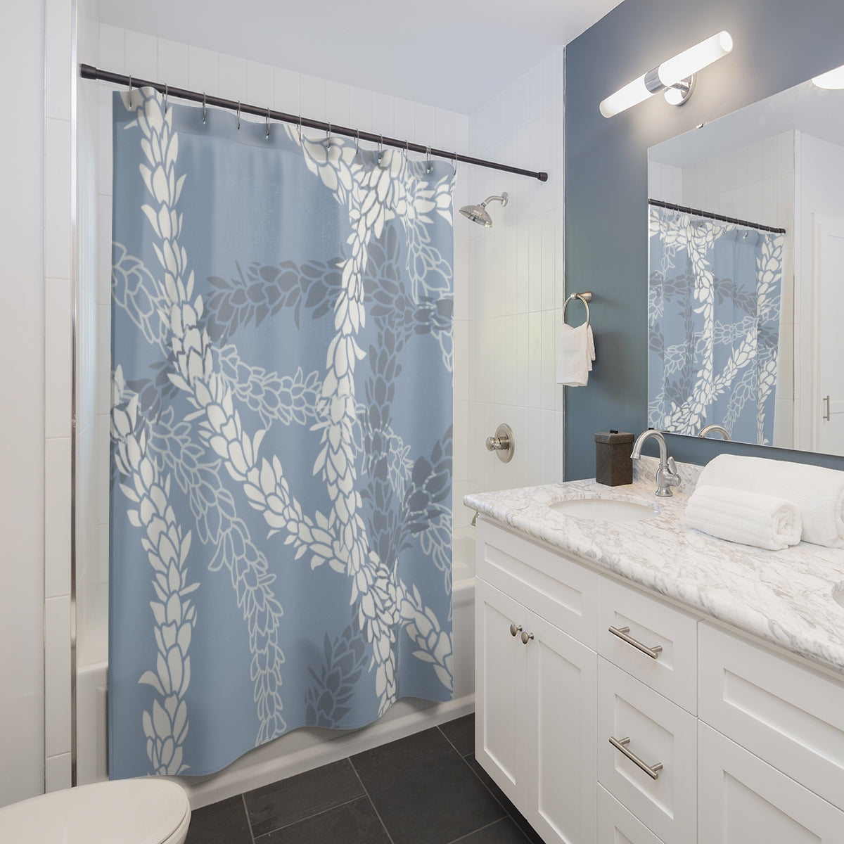 Shower Curtain- Pikake Wishes (Cyan Blue)