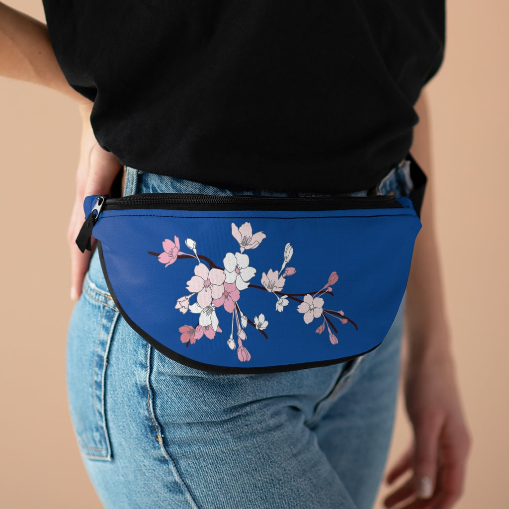 Waist/Hip/Shoulder Pack- Sakura Blooms (Deep Blue Sea)