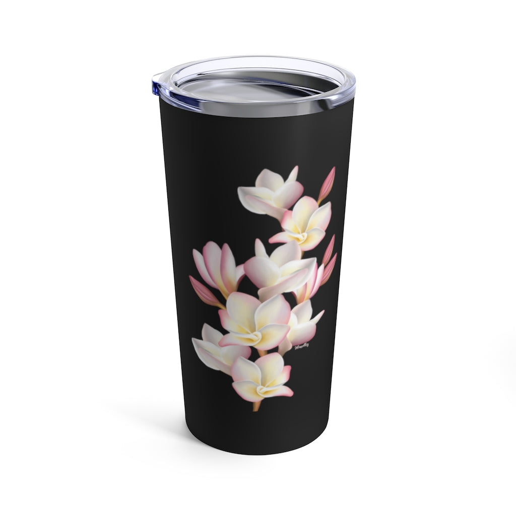 Tumbler 20oz- Plumeria Cluster (Black)